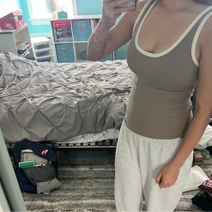 Aerie Brown and White Tank Top